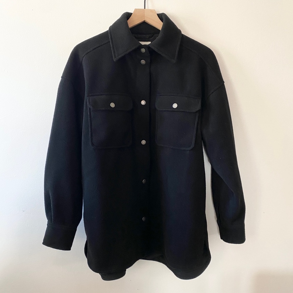 H&M Oversized Shacket Black Shirt Jacket Small